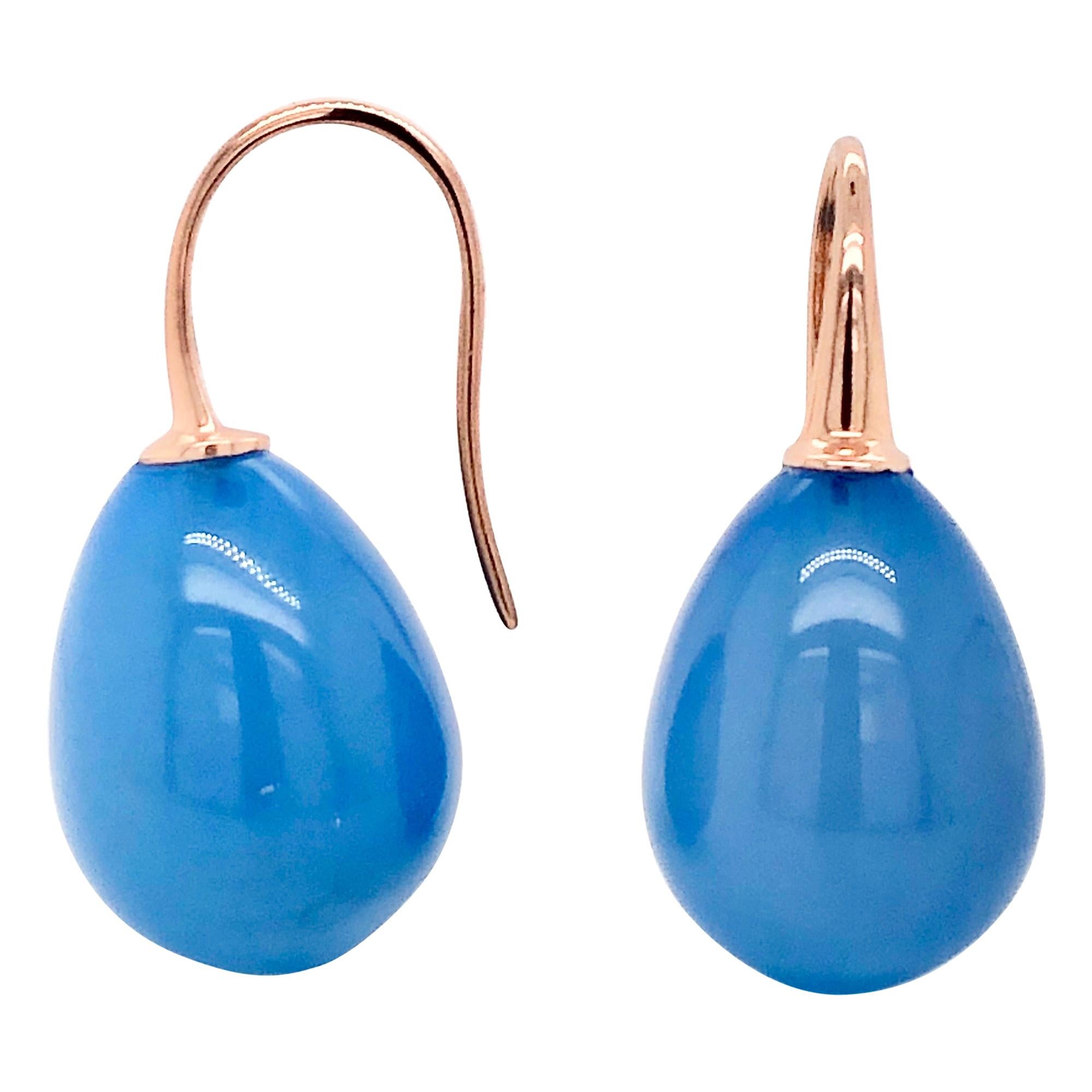 Blue Agate on Rose Gold Drop Earring
