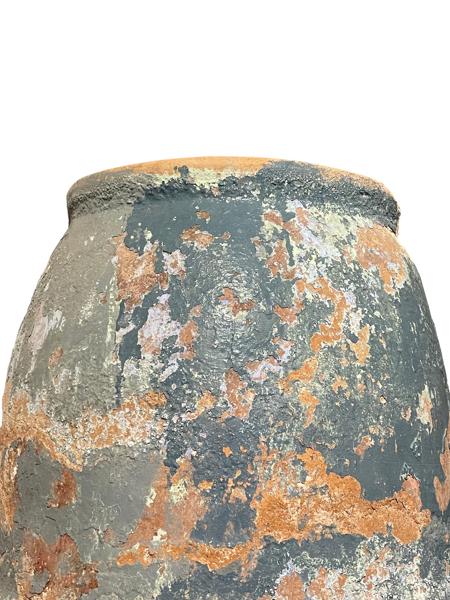 19th century Spanish large terracotta olive pot.
Unearthed from a very large family run olive oil producing business in southern Spain
Beautiful and natural aged patina.
Exceptional in color of shades of blue.
One of many pieces from a large and