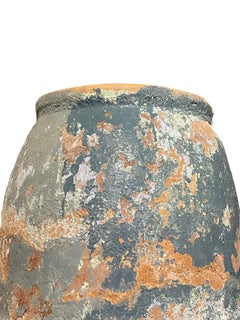 Blue Aged and Weathered Terracotta Large Olive Pot, Spain, 19th Century