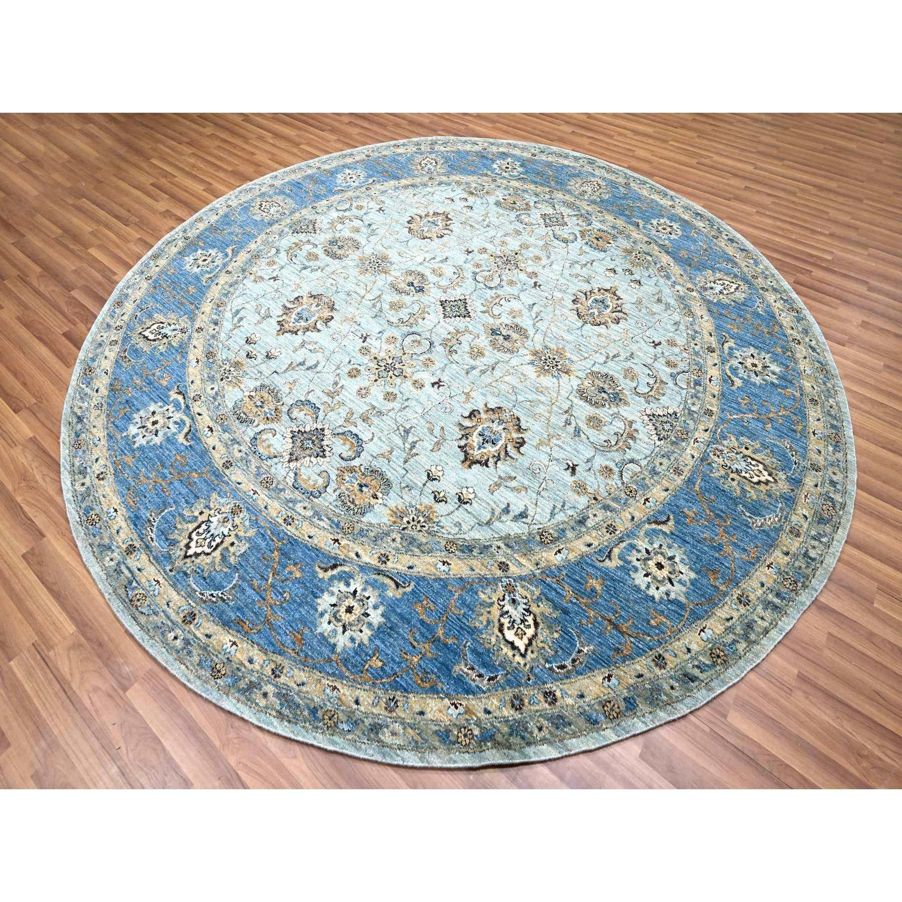 Indien Tapis rond Agra Shah Abbas à motifs de fleurs noués à la main 8'11