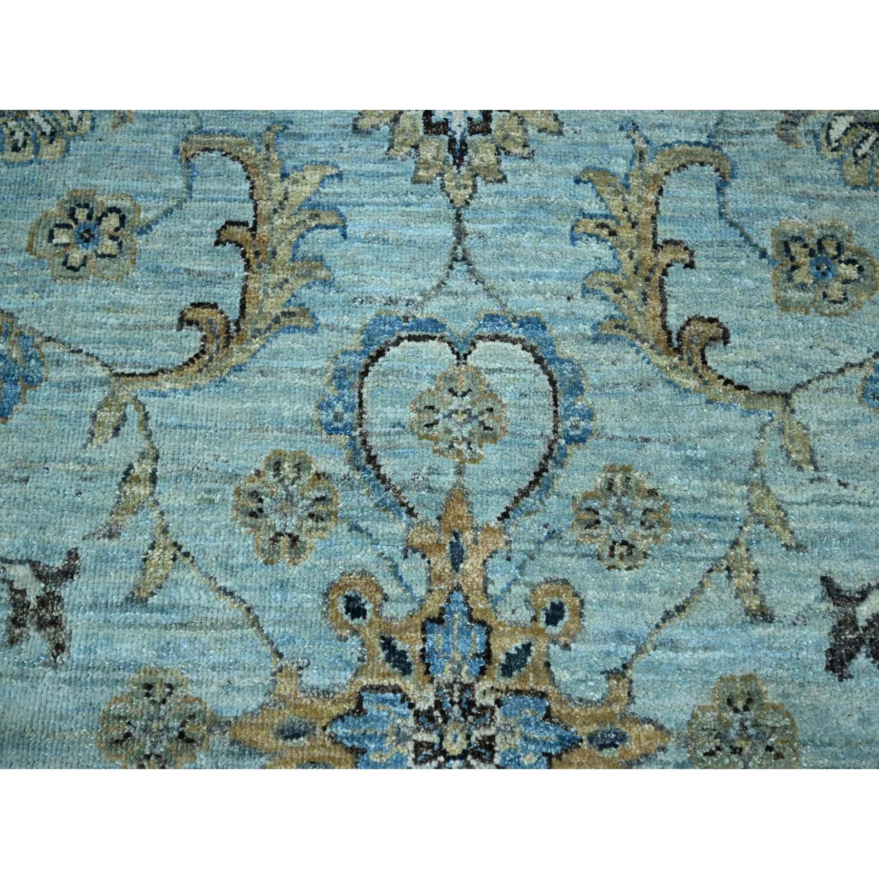 Tapis bleu Agra Shah Abbas à motif de vignes de fleurs noué à la main 12'2
