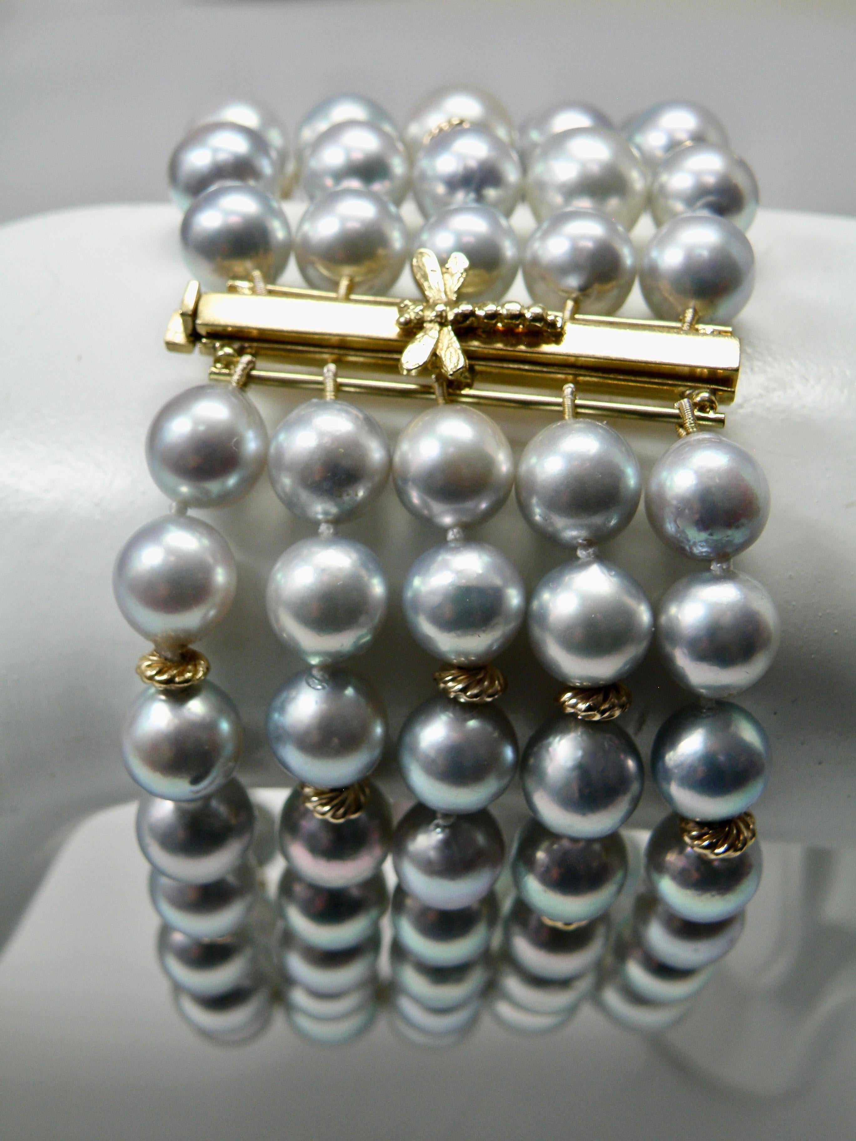 Contemporary Blue  Akoya Pearl Bracelet