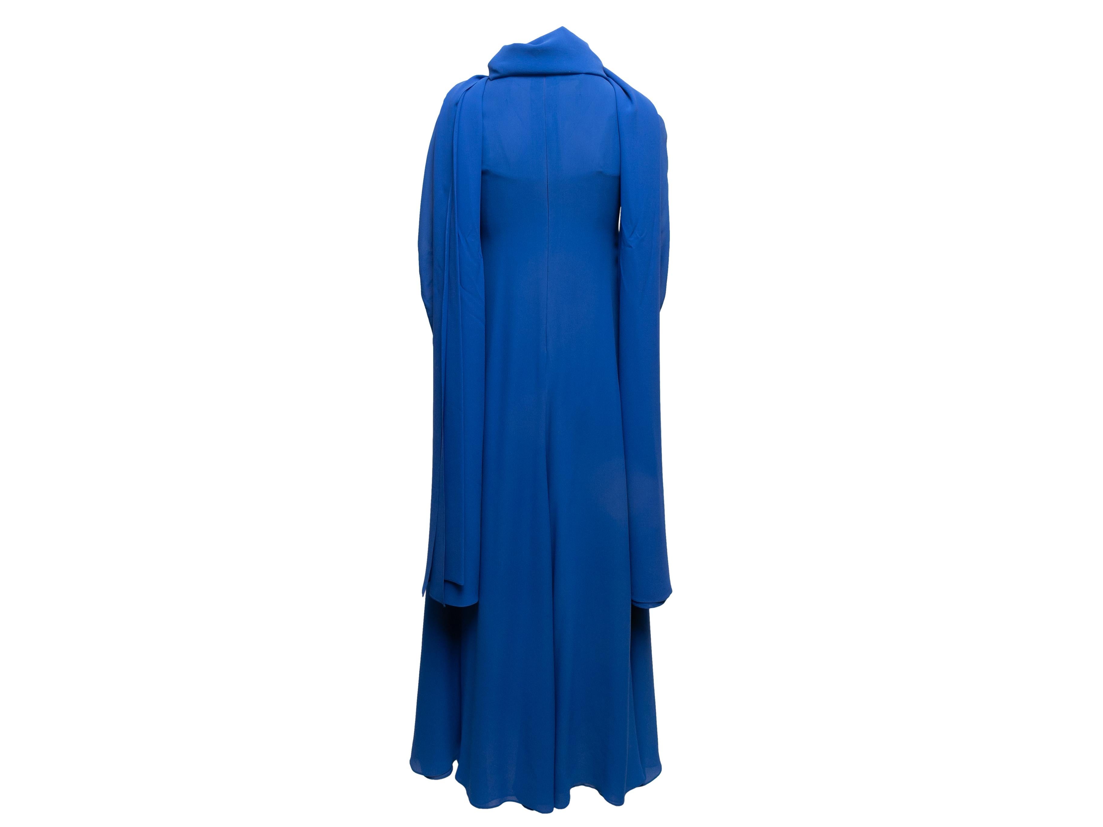 Women's Blue Akris Long Sleeve Silk Gown Size US 8 For Sale