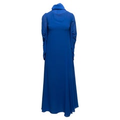 Bata de seda azul de manga larga Akris Talla US 8