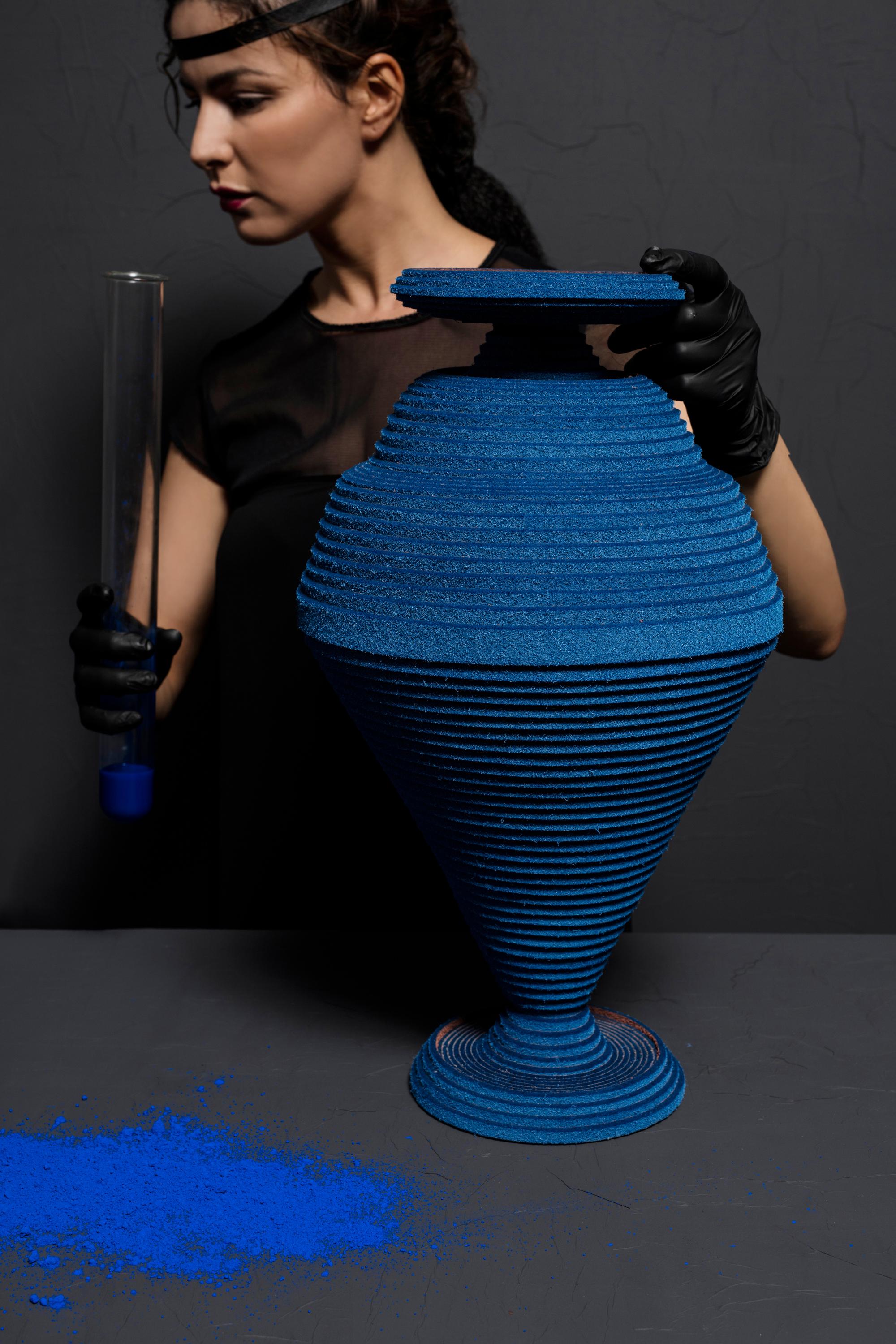 Contemporary Blue Alchemy Vase by Siba Sahabi