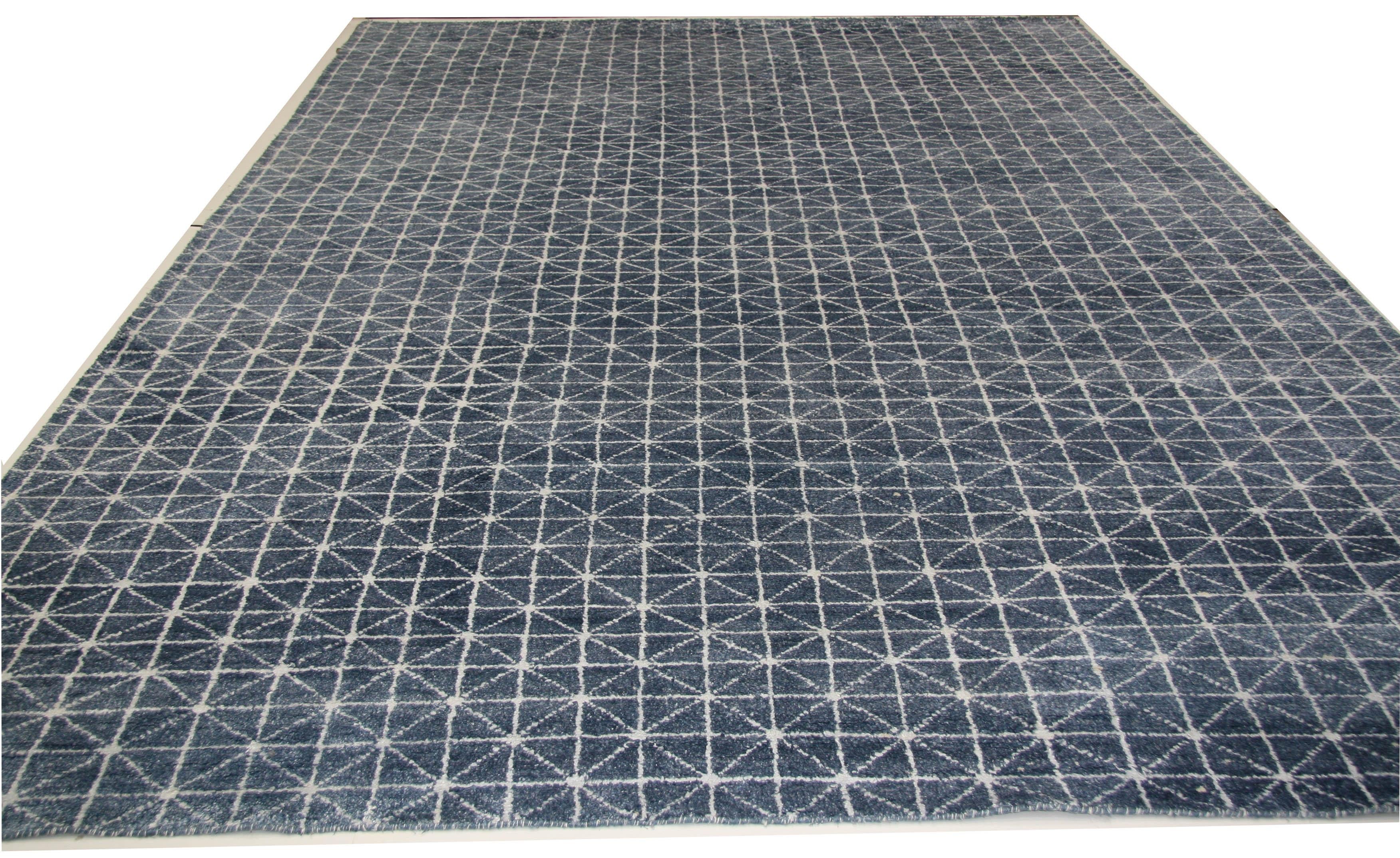 Indian Blue All-over Design Contemporary Rug For Sale