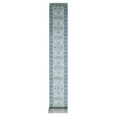 Blue All Over Shah Abbas Flower Design Hand Knotted All Wool Rug 2'7" x 25'9"
