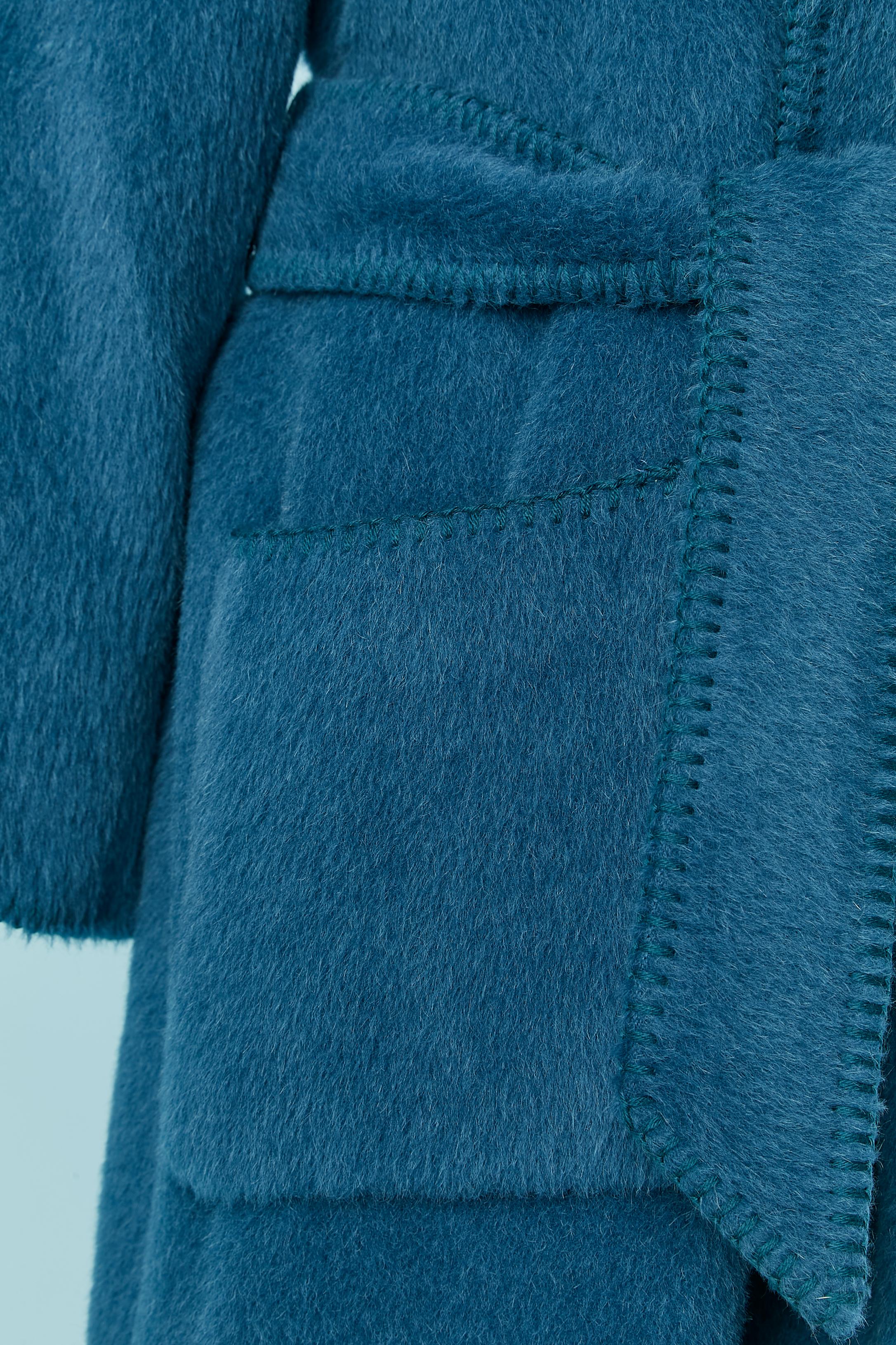 Blue alpaca coat with belt Alberta Ferretti In Excellent Condition For Sale In Saint-Ouen-Sur-Seine, FR