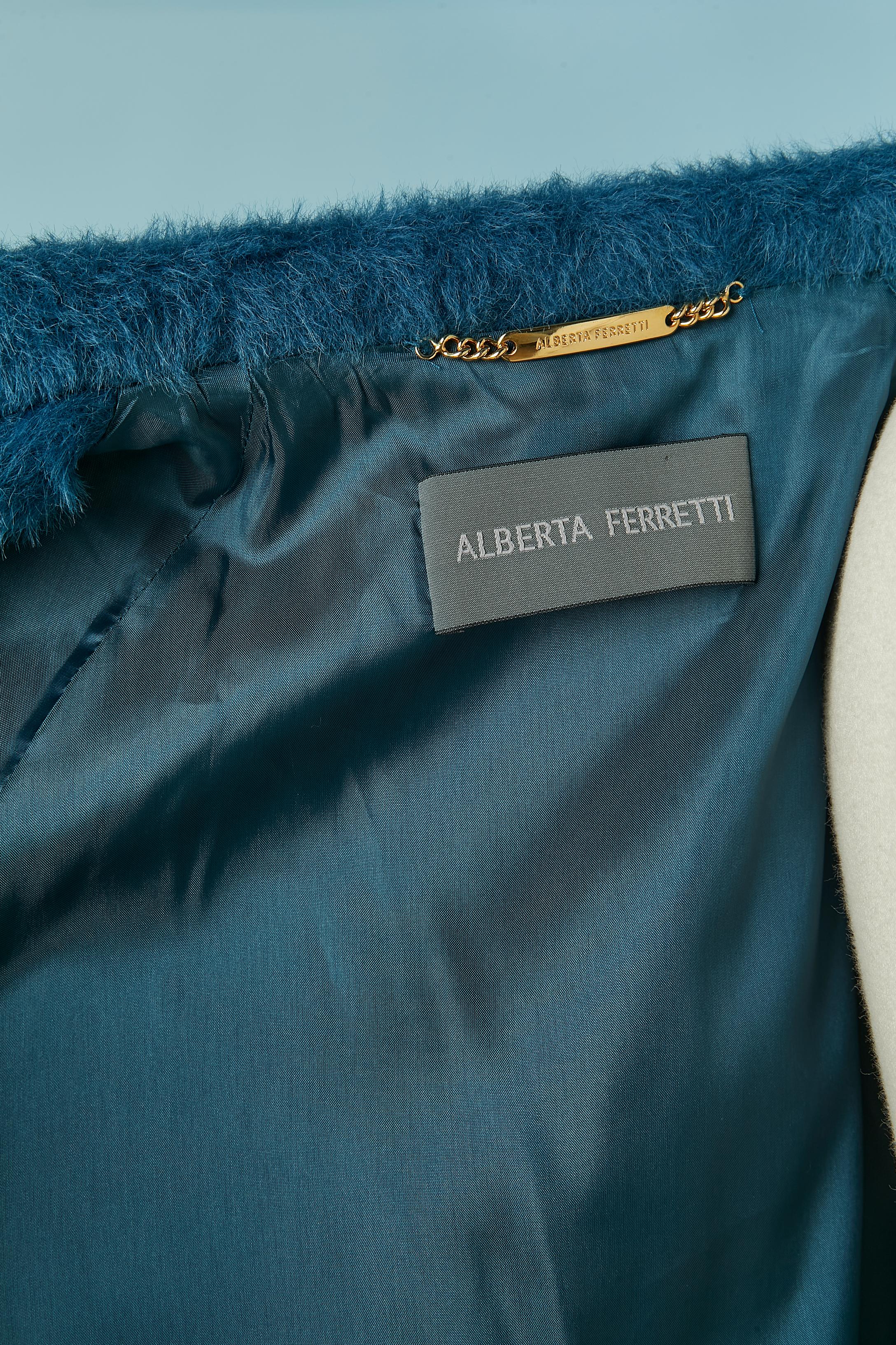 Blue alpaca coat with belt Alberta Ferretti For Sale 2