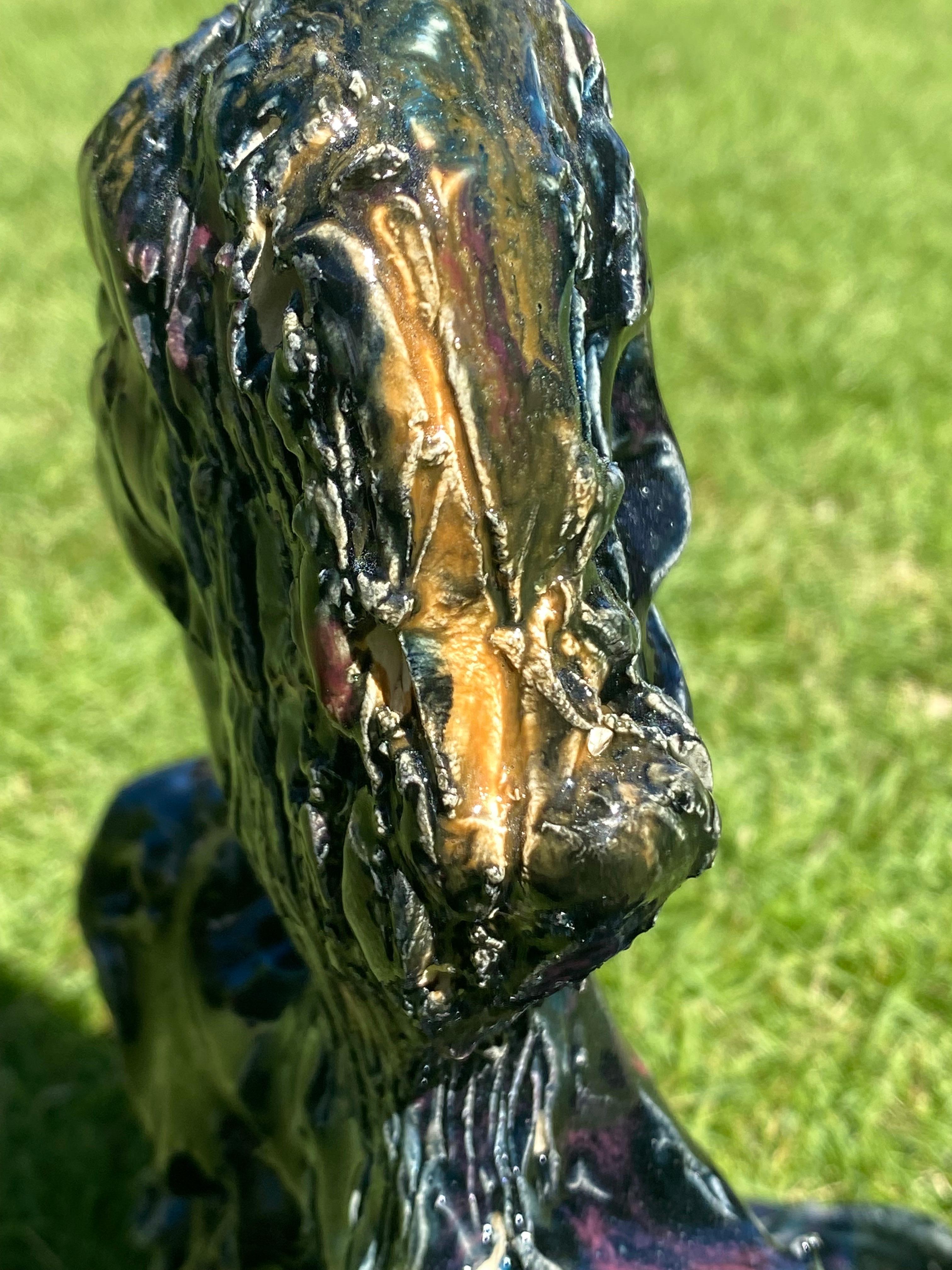 Ceramica Portacandele in ceramica blu e multicolore, 21° secolo di Mattia Biagi in vendita