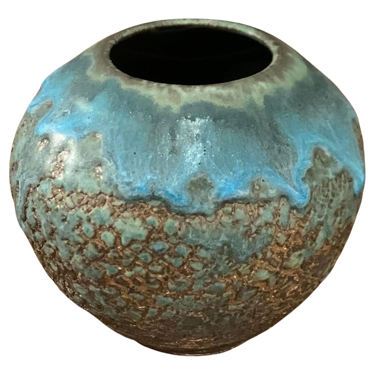Blue Stoneware Vase by Peter Speliopoulos, USA, Contemporary For Sale