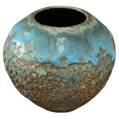 Blue and Agate Textured Glaze Handmade Vase by Peter Speliopoulos, USA