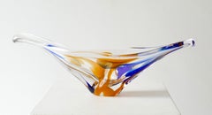 Blue and Amber Art Glass Centerpiece, 1970s