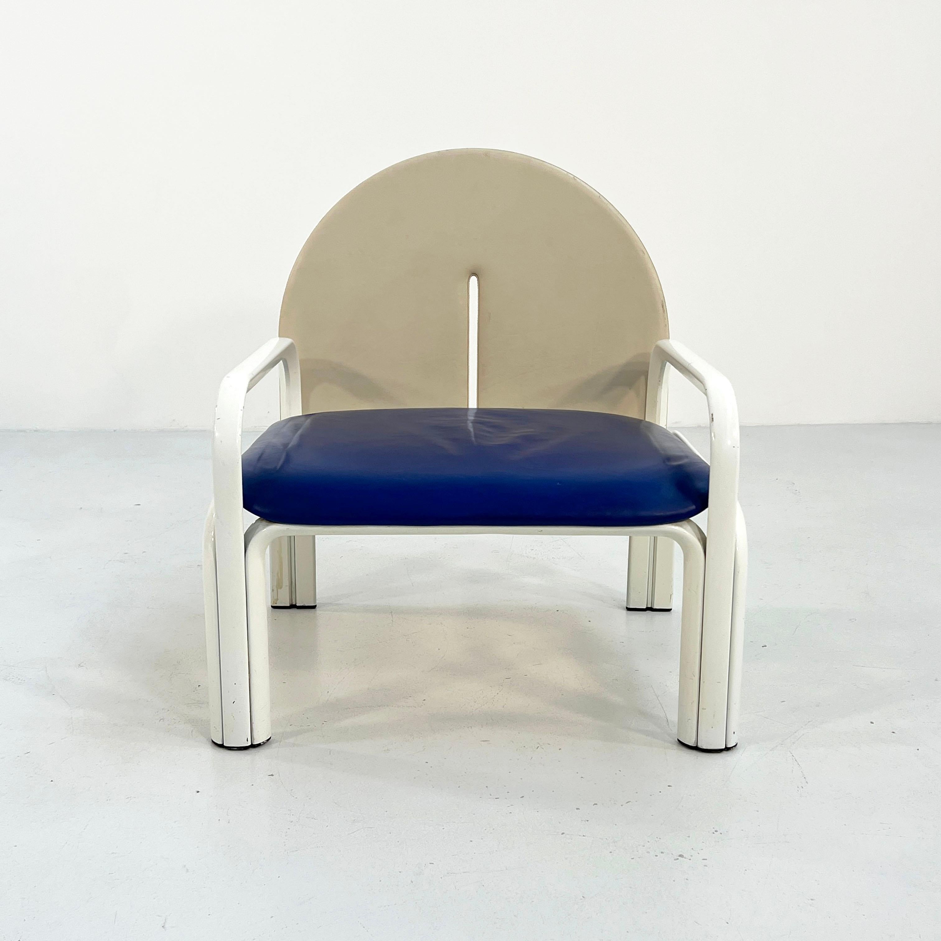 Mid-Century Modern Blue and Beige 54 L Armchair by Gae Aulenti for Knoll International, 1970s