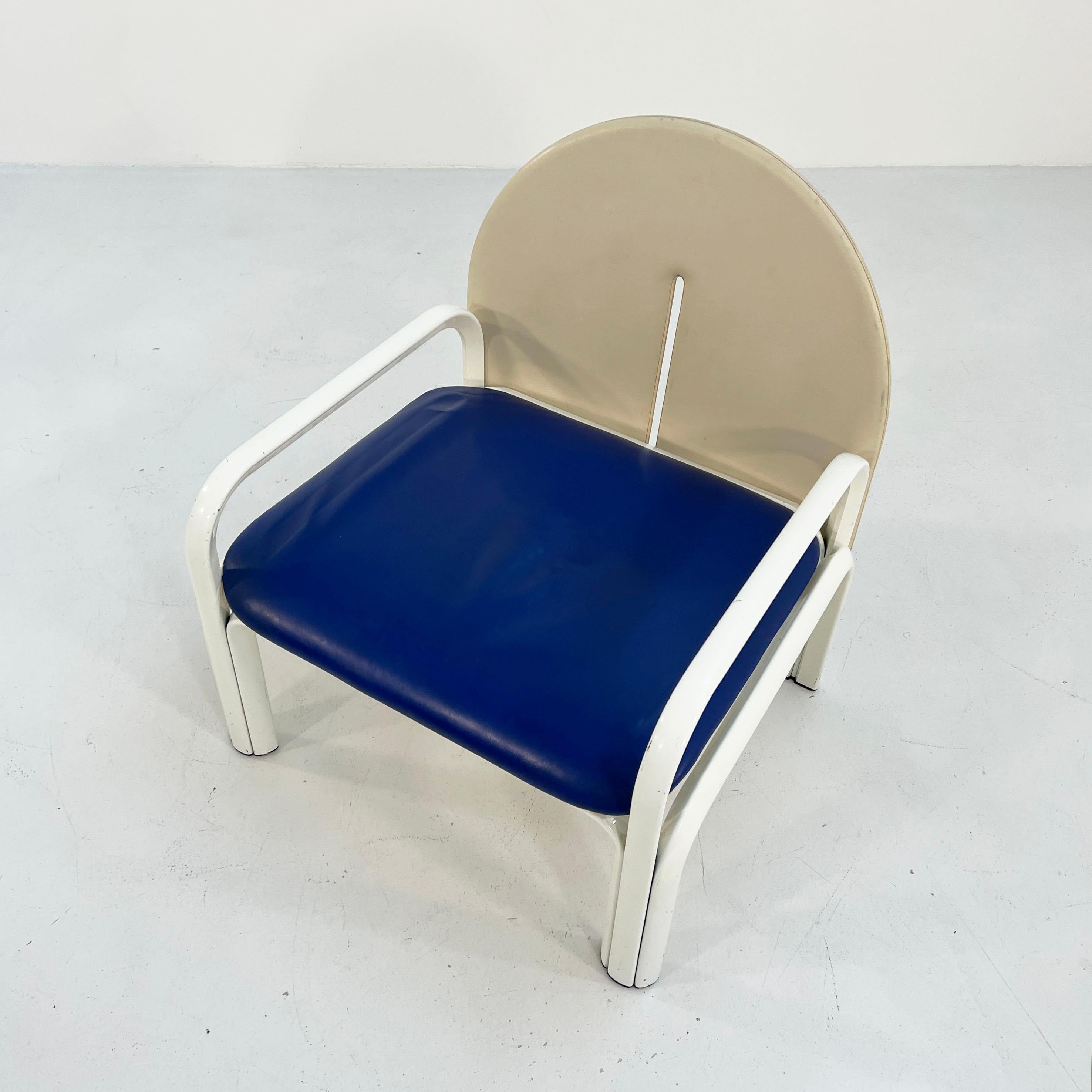 Italian Blue and Beige 54 L Armchair by Gae Aulenti for Knoll International, 1970s