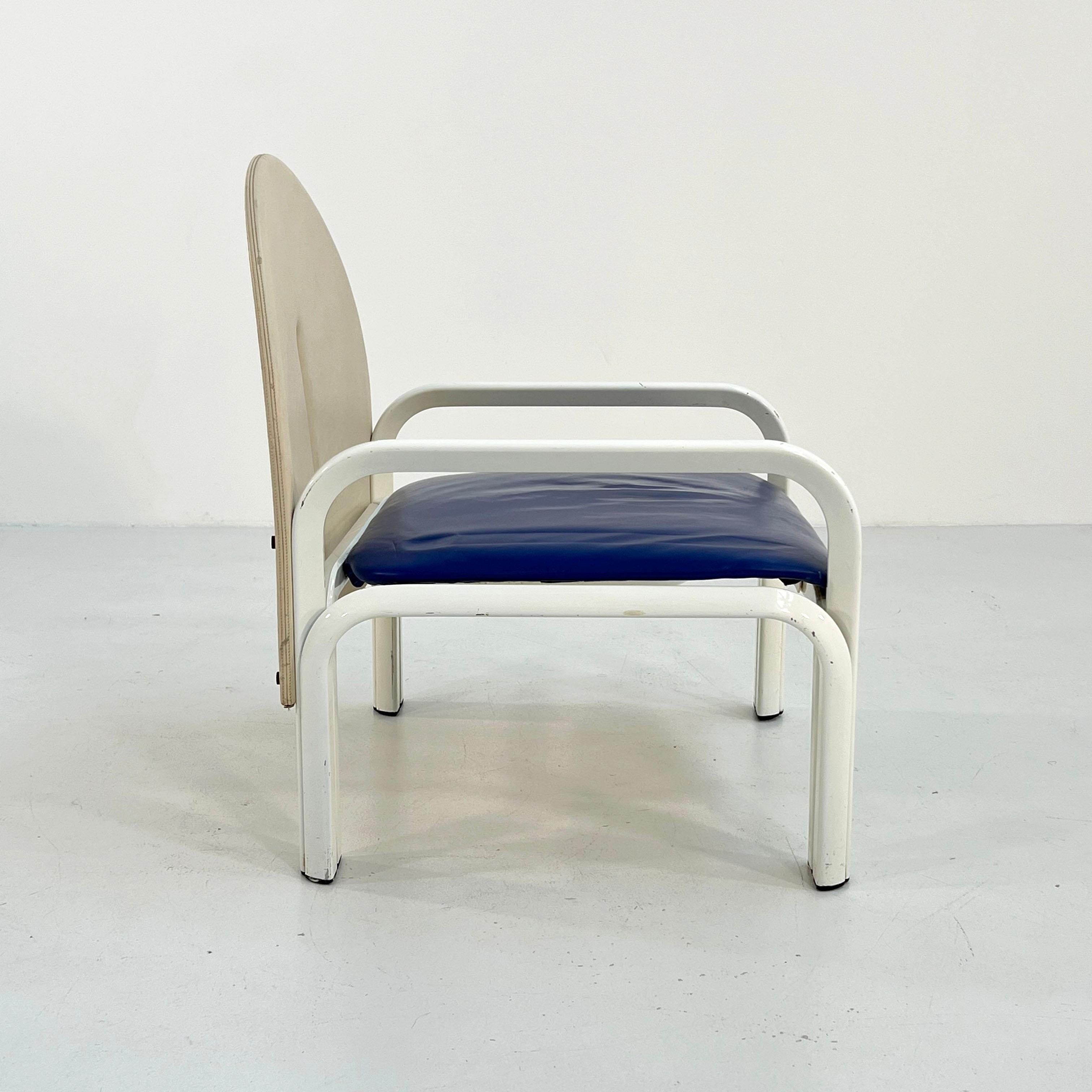 Blue and Beige 54 L Armchair by Gae Aulenti for Knoll International, 1970s In Good Condition In Ixelles, Bruxelles