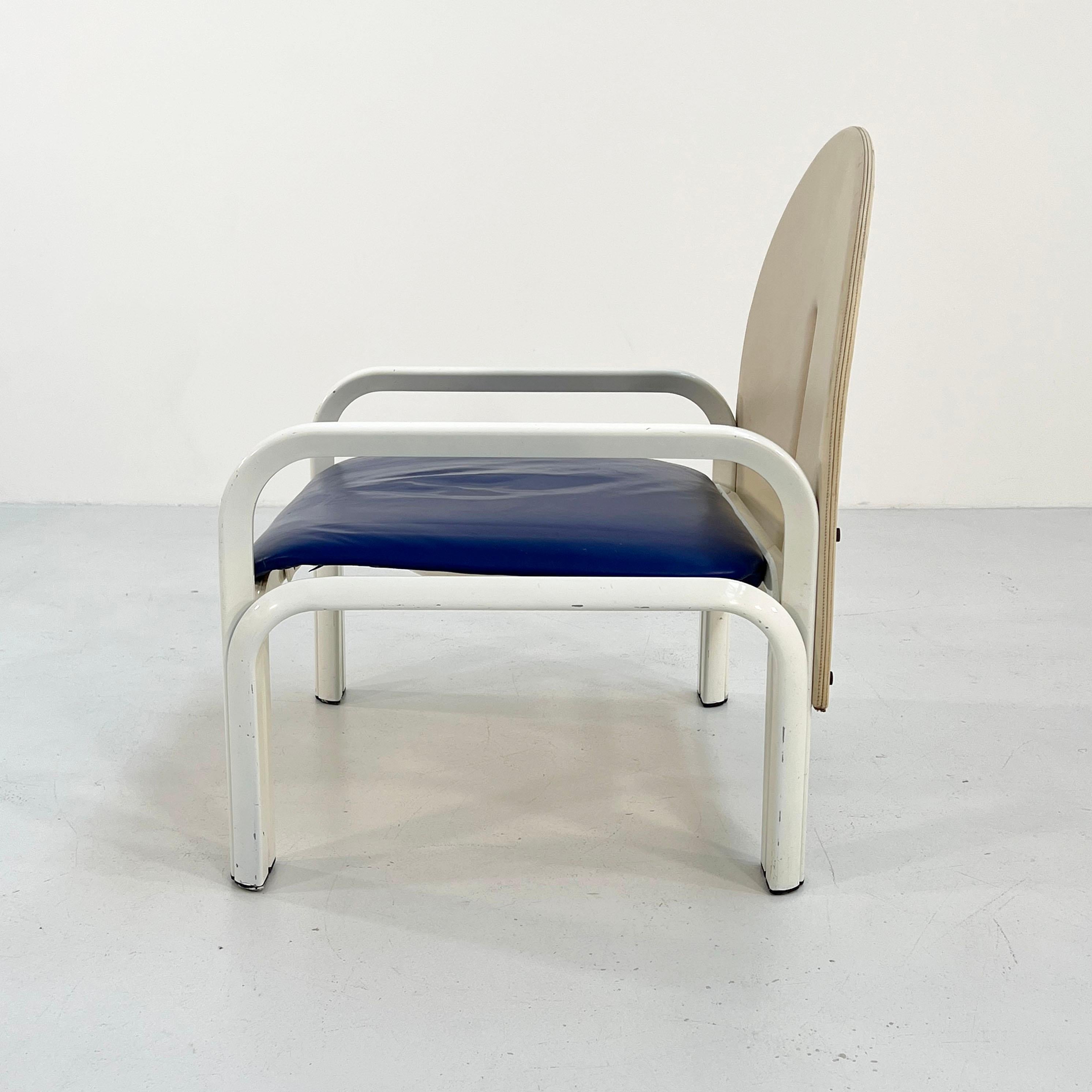 Metal Blue and Beige 54 L Armchair by Gae Aulenti for Knoll International, 1970s