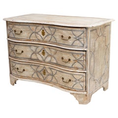 Blue and Beige Baroque Chest of Drawers, 18th Century