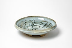 Blaue und schwarze Schale oder Teller des 20. Jahrhunderts von Boisbelle La Borne, 1980