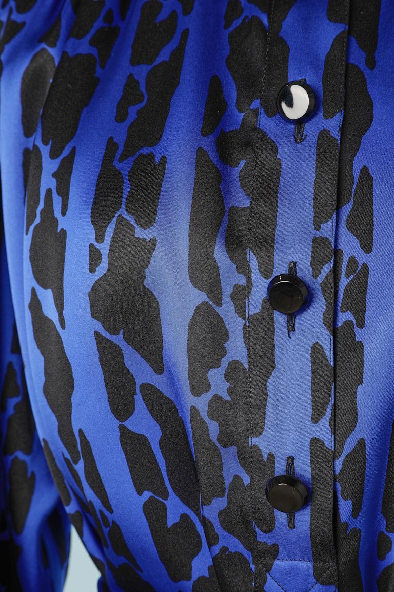 Blue and black abstract printed cocktail dress  Yves Saint Laurent Variation In Excellent Condition In Saint-Ouen-Sur-Seine, FR