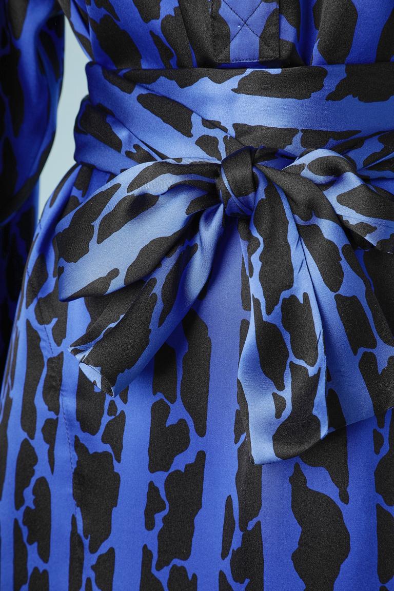 Women's Blue and black abstract printed cocktail dress  Yves Saint Laurent Variation