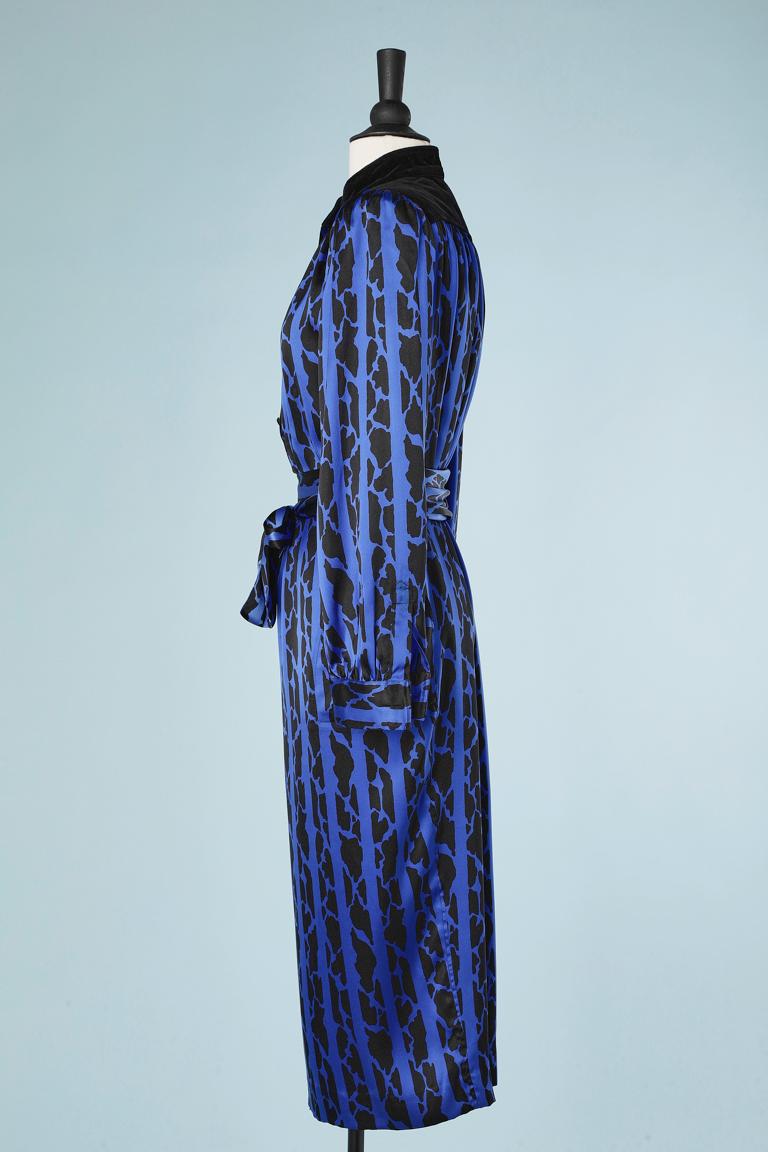Blue and black abstract printed cocktail dress  Yves Saint Laurent Variation 1