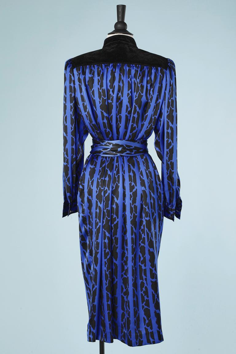Blue and black abstract printed cocktail dress  Yves Saint Laurent Variation 2