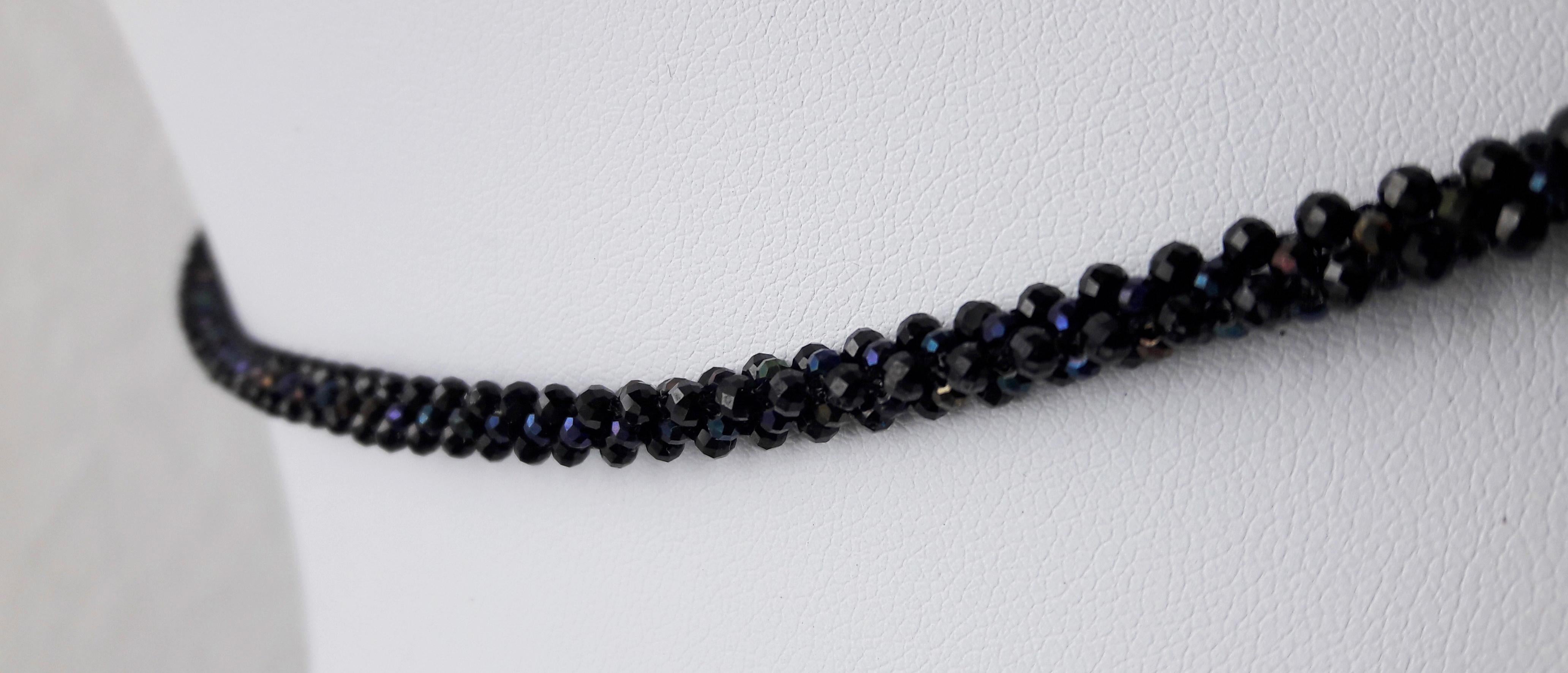 Marina J. Blue & Black Faceted Spinel Beaded Rope Necklace with 14K Gold Clasp In New Condition In Los Angeles, CA