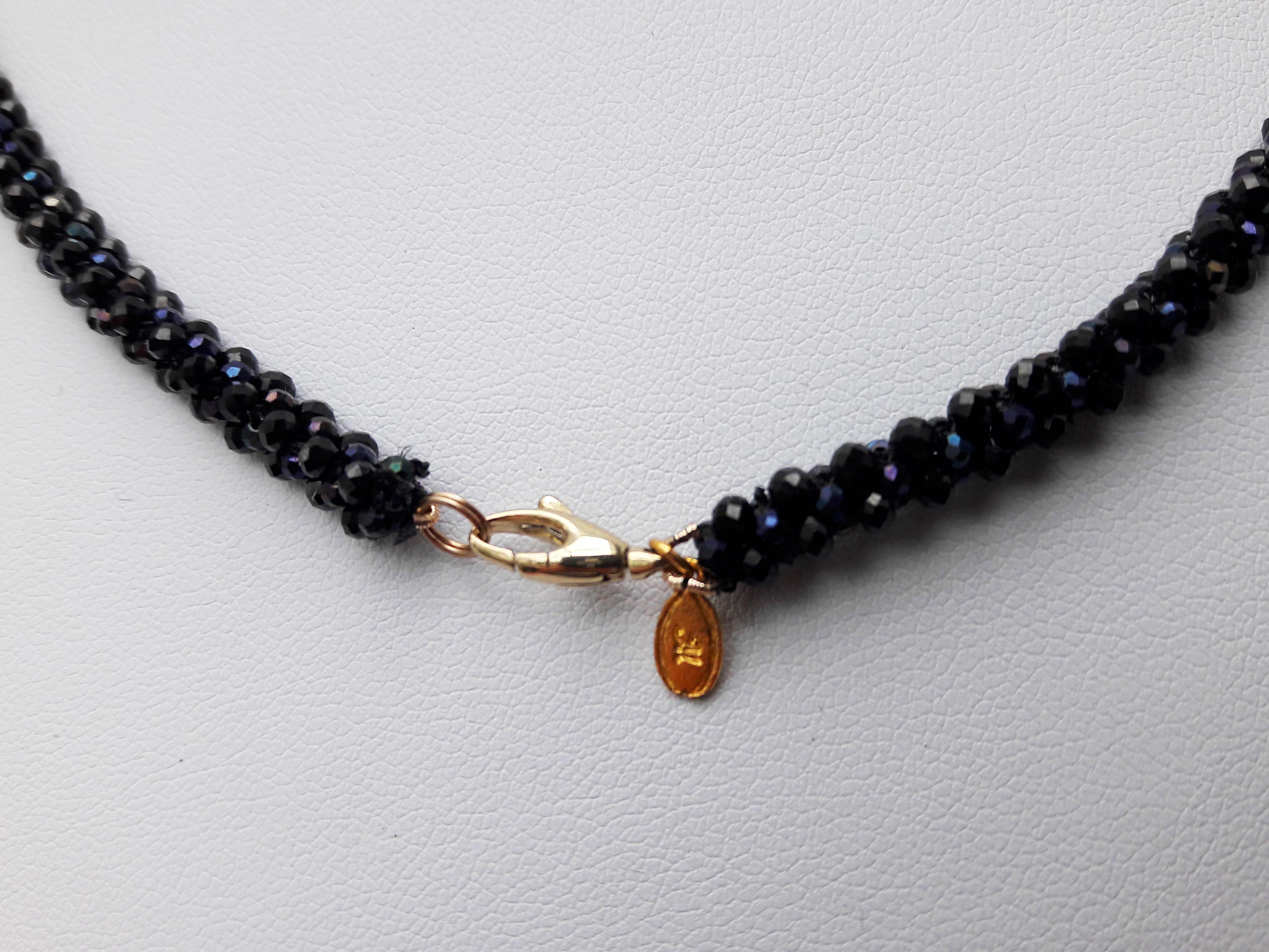 Women's Marina J. Blue & Black Faceted Spinel Beaded Rope Necklace with 14K Gold Clasp