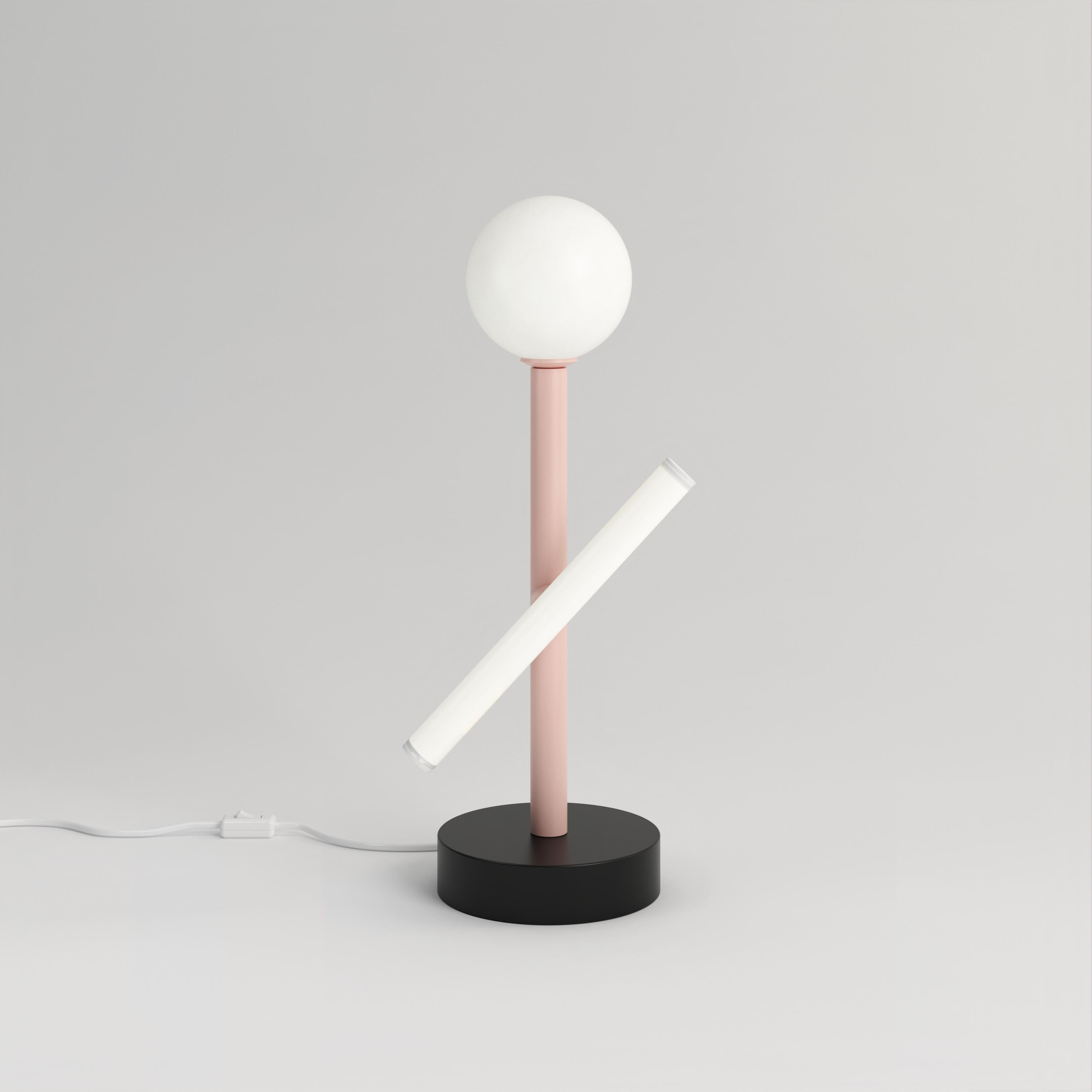 German Blue and Black Tube and Globe Desk Light by Atelier Areti For Sale