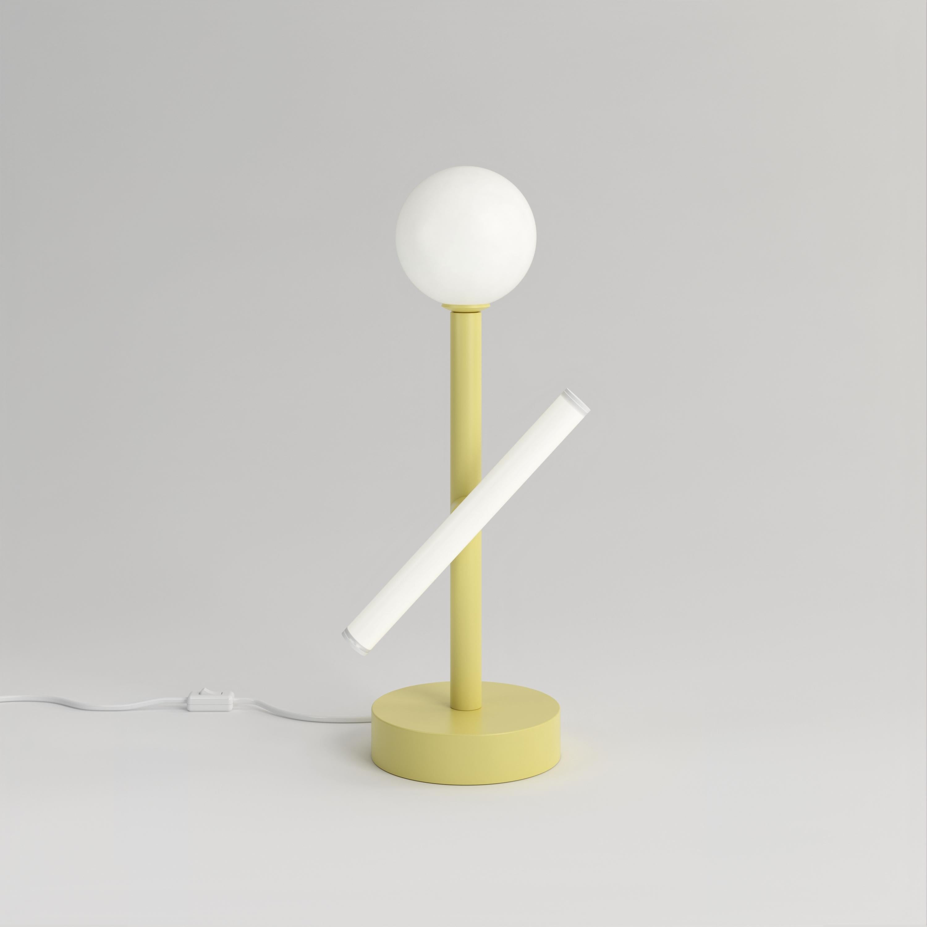 Contemporary Blue and Black Tube and Globe Desk Light by Atelier Areti For Sale