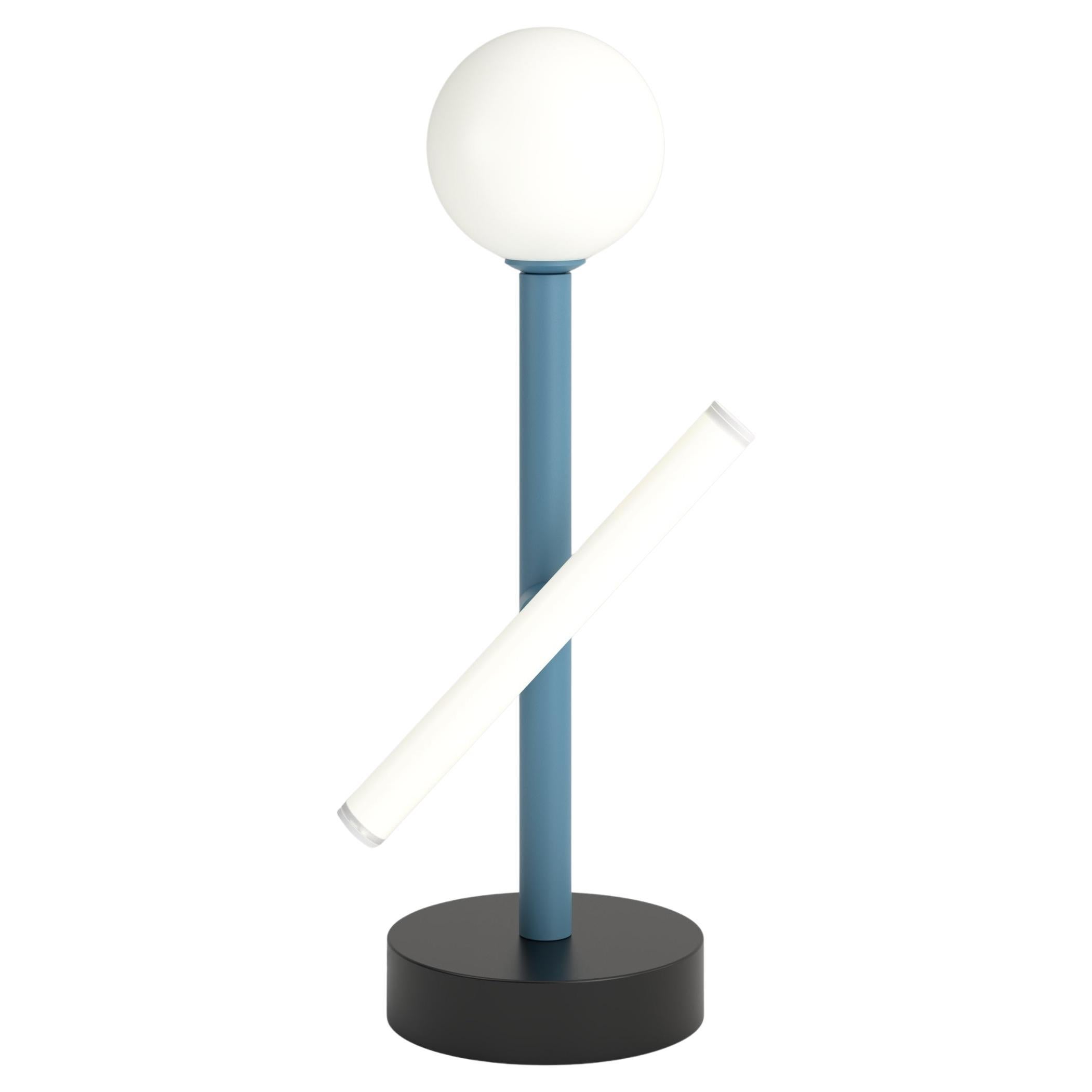 Blue and Black Tube and Globe Desk Light by Atelier Areti