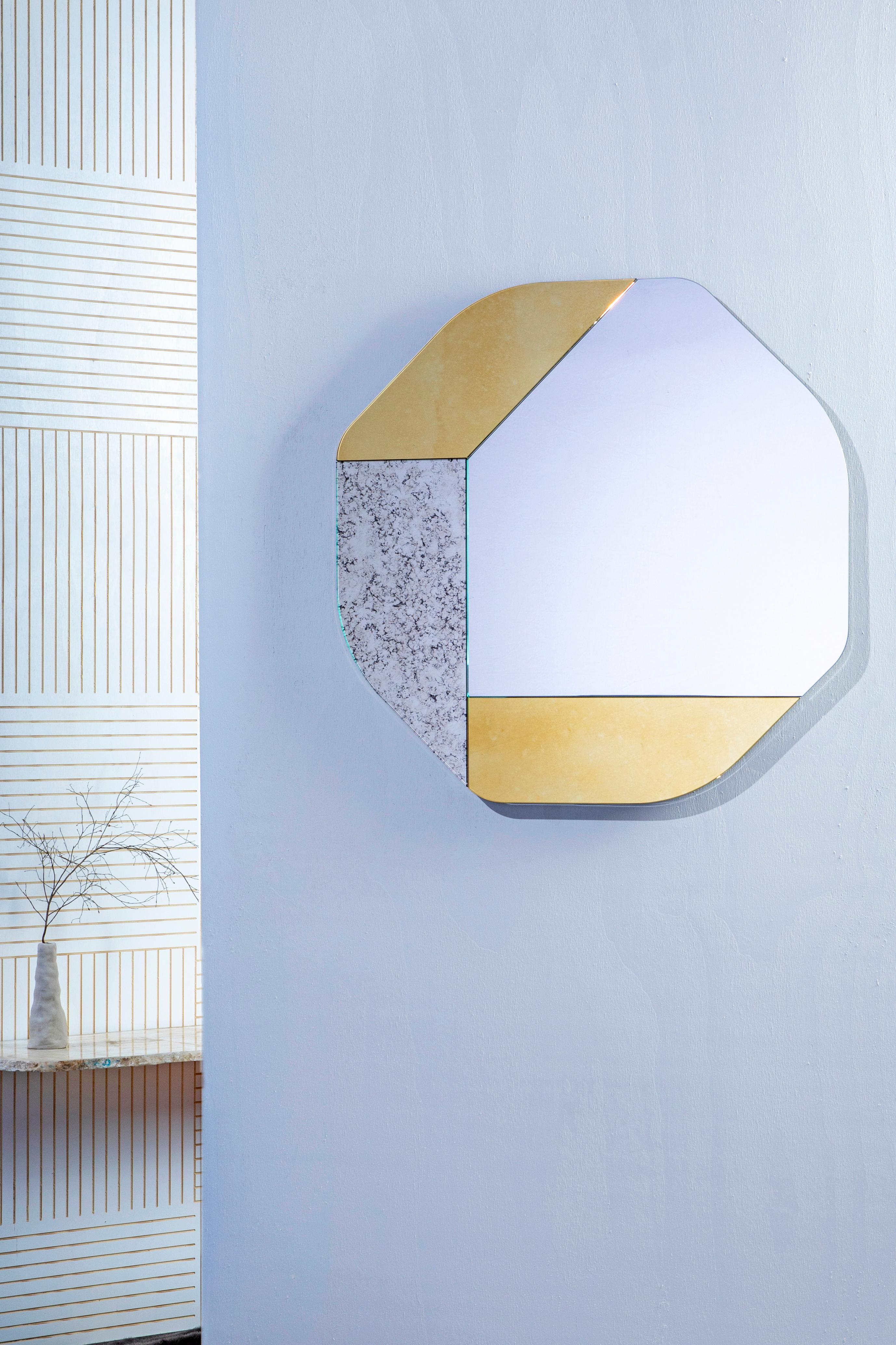 American Blue and Black WG.C1.B Hand-Crafted Wall Mirror For Sale