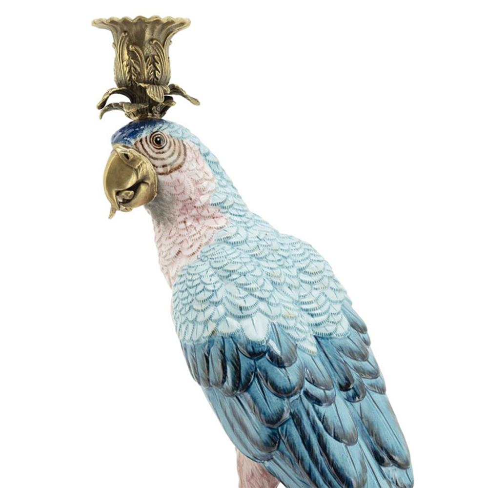Blue and Bronze Parrot Candleholder In New Condition For Sale In Paris, FR