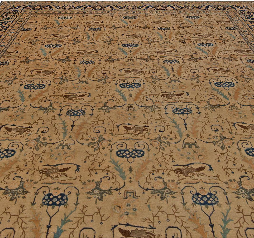 Blue and Brown Antique Persian Tabriz rug
Size: 12'2