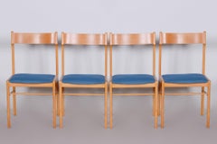 Sedie da pranzo blu e marroni 4 pezzi, condizioni originali ben conservate, anni '50