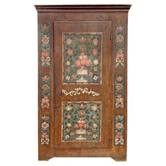 Blue and Brown Floral Painted Wardrobe, 1829, Central Europe