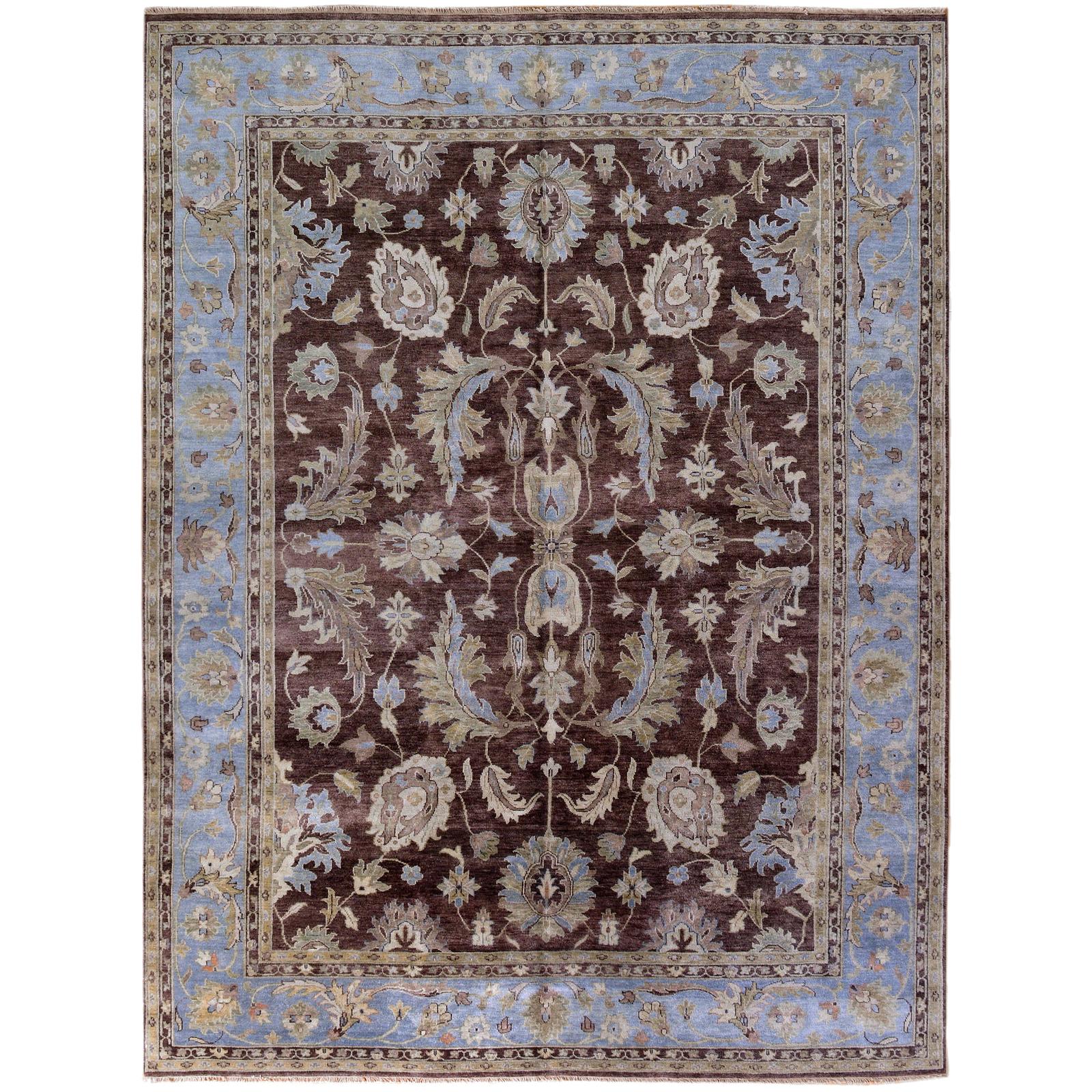 Indo Oushak-Teppich in Blau und Braun