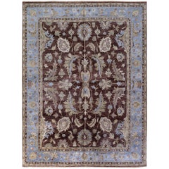 Indo Oushak-Teppich in Blau und Braun