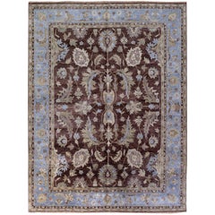 Tapis Indo Oushak bleu et marron