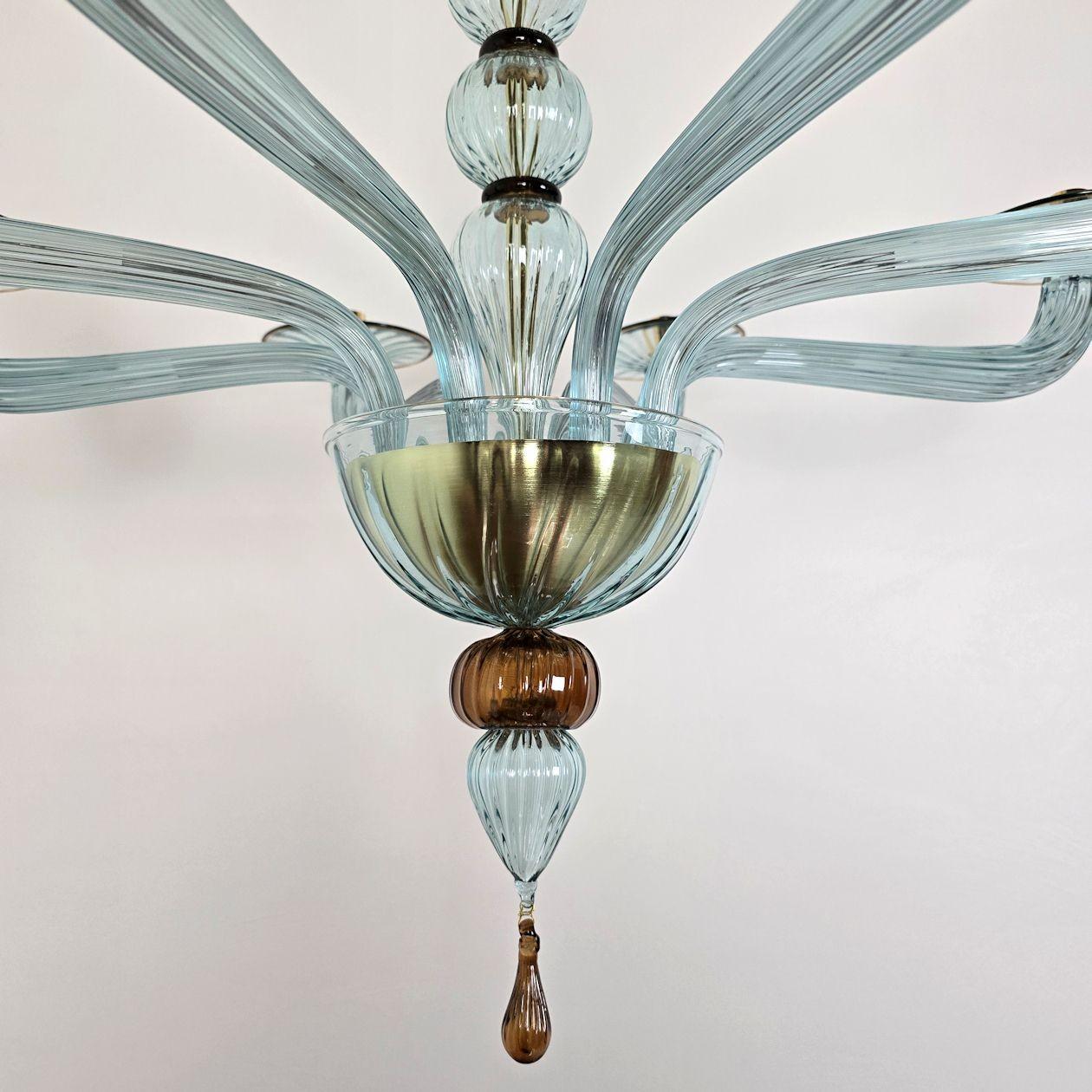 Lustre en verre de Murano bleu et brun en vente 3