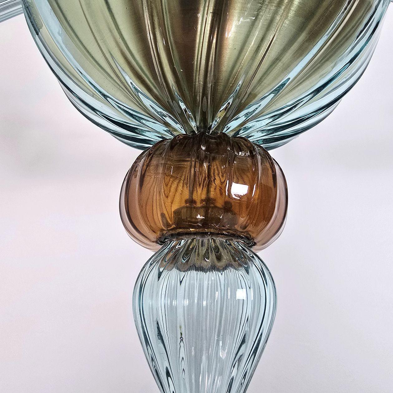 Lustre en verre de Murano bleu et brun en vente 5
