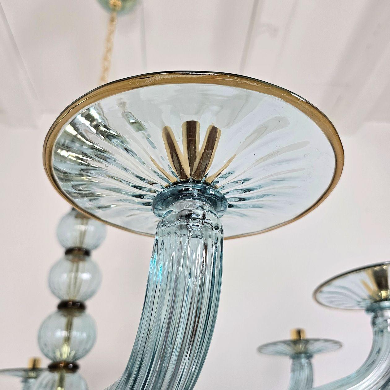 Fin du 20e siècle Lustre en verre de Murano bleu et brun en vente