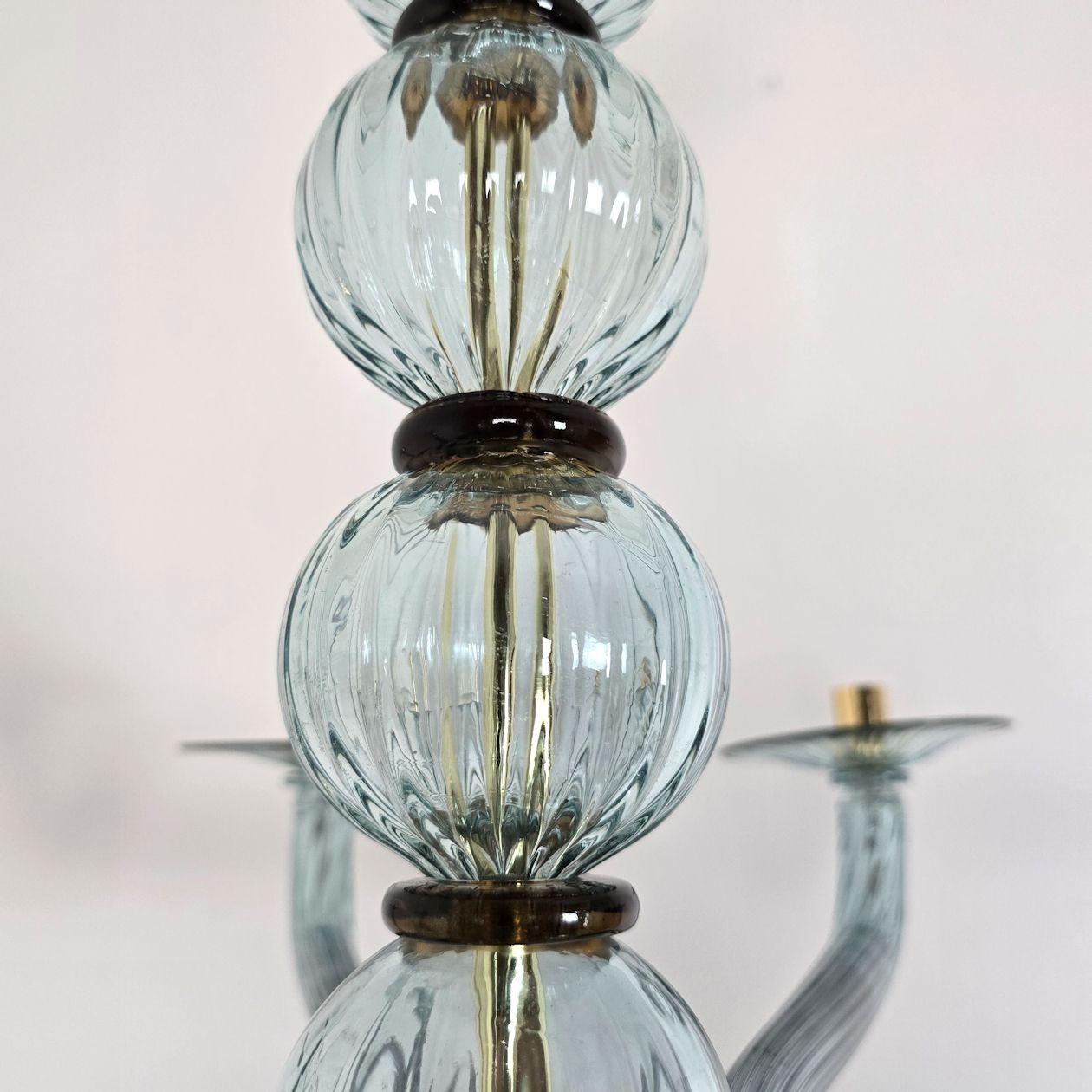 Lustre en verre de Murano bleu et brun en vente 2