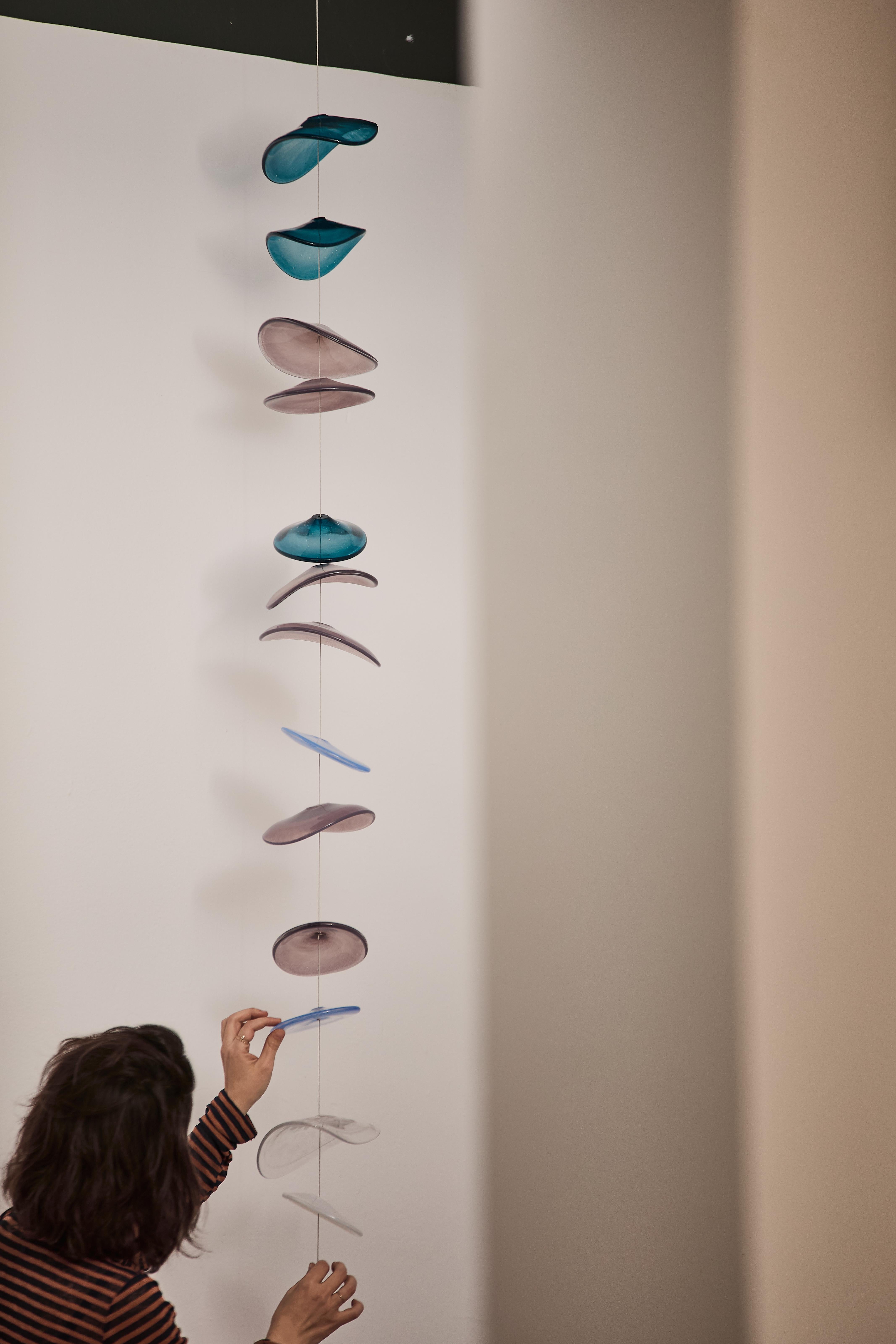 Disques en verre de Murano bleu et brun fabriqués à Barcelone Neuf - En vente à BARCELONA, ES