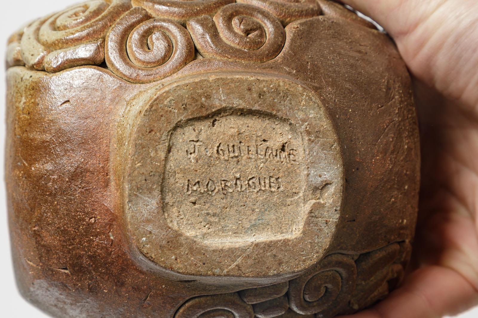 Ceramica Blue and brown stoneware ceramic vase by Jean Guillaume La borne 1975 20th in vendita