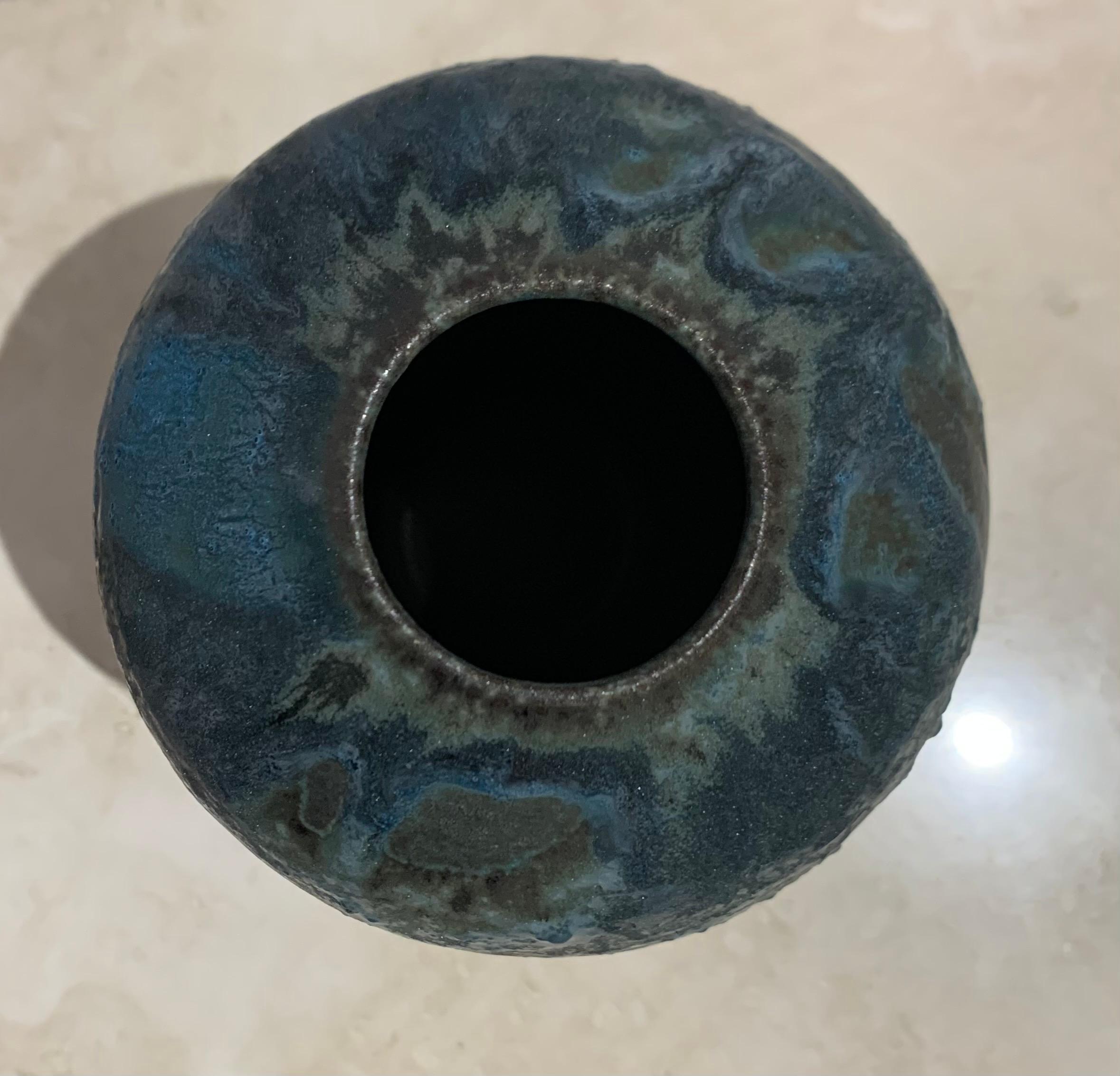 Blue and Charcoal Stoneware Vase by Peter Speliopoulos, USA, Contemporary 1