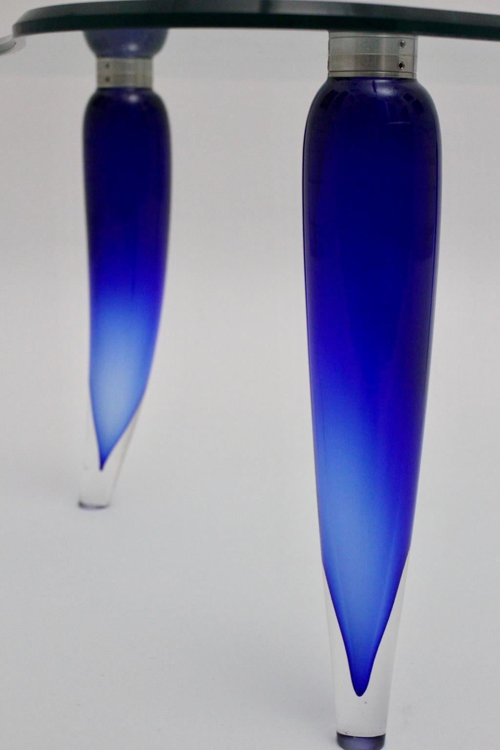 Moderner moderner Couchtisch aus blauem und klarem Glas, Seguso, um 1980, Italien im Angebot 14
