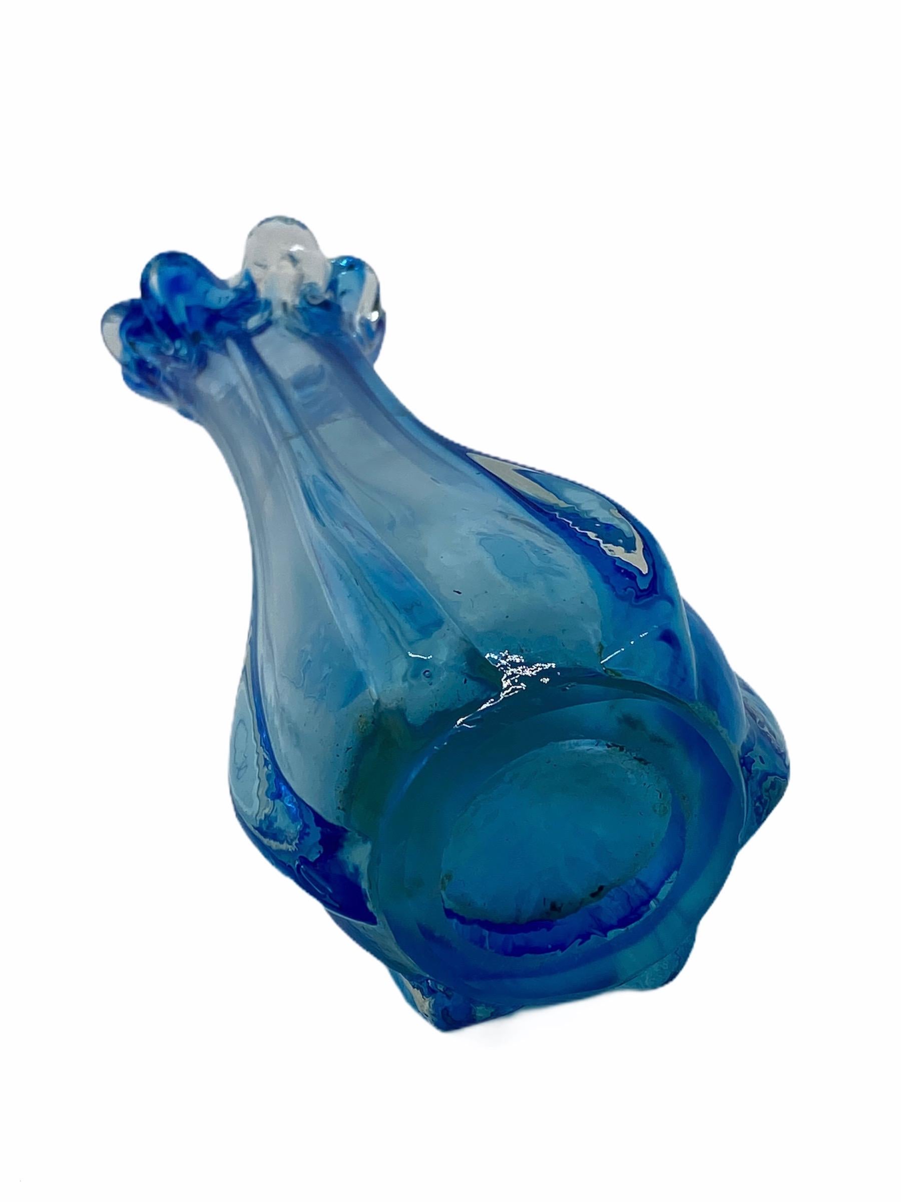 Italian Blue and Clear Hollywood Regency Sommerso Glass Vase Murano, Italy, 1970s
