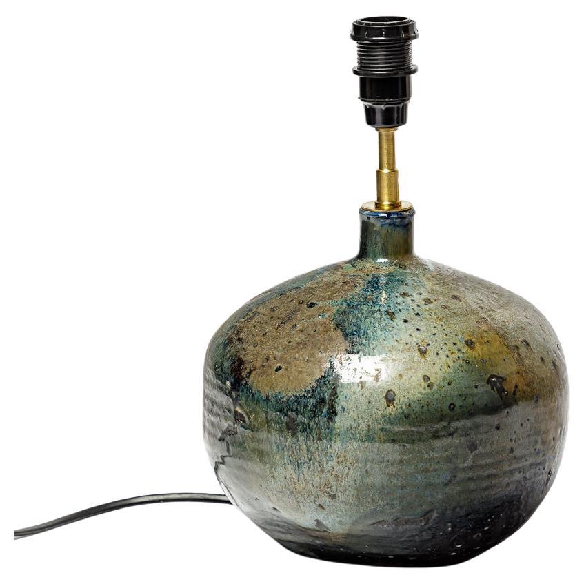 Lampe de table en céramique bleue et colorée du 20e siècle par Bruno Hrdy La Borne 1970